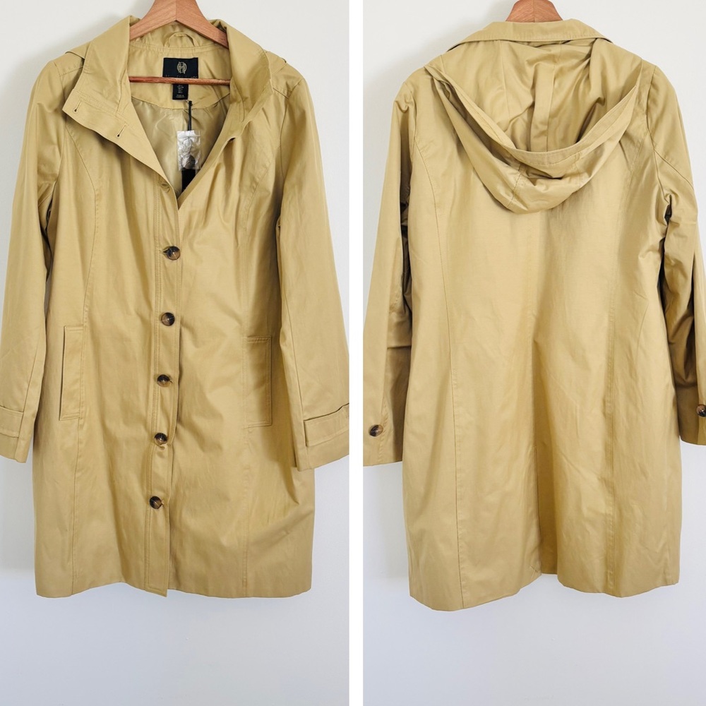 NWT House of Harlow Hooded Trench Coat in Muted Olive